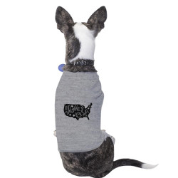 I Love USA Map Cute Grey Pet Shirt For Small Dogs 4th Of July Gifts