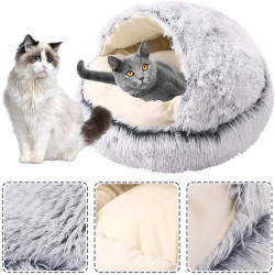 New Style Pet Cat Bed Dog Bed Round Plush Warm Cat's House Soft Long Plush Best Pet Bed Dogs For Cats Nest 2 In 1 Cat Accessorie