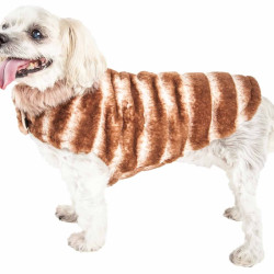 Pet Life  Luxe 'Tira-Poochoo' Tiramisu Patterned Mink Dog Coat Jacket